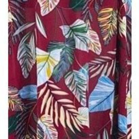 Red Blue Green Tropical Foliage MAXI SARONG Kīkepa Pareo Beach Wrap Skirt - Picture 5 of 6